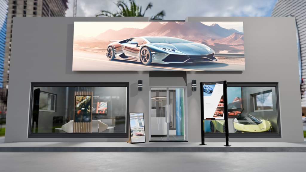facade concession automobile avec ecran I-TOILE